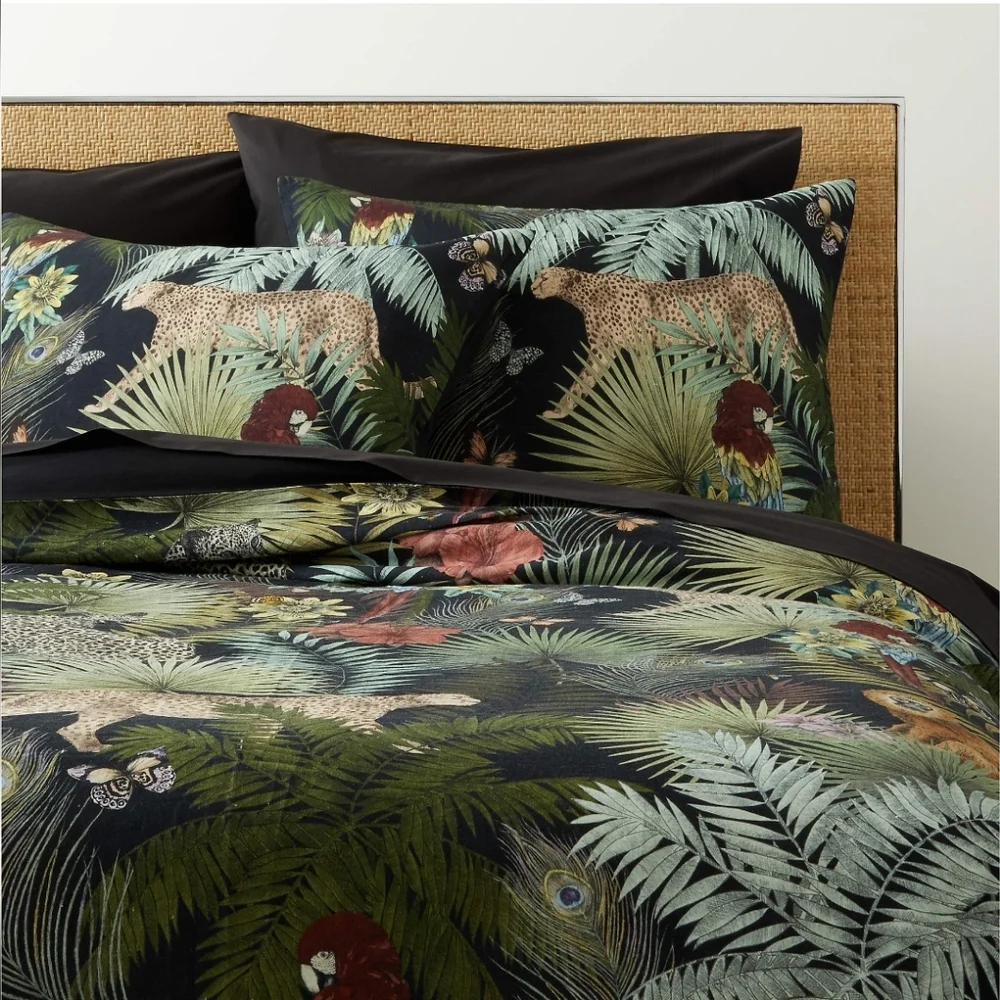 ❤️BUY 2 GET 1 FREE Palm Grove Linen Full/Queen Duvet Cover